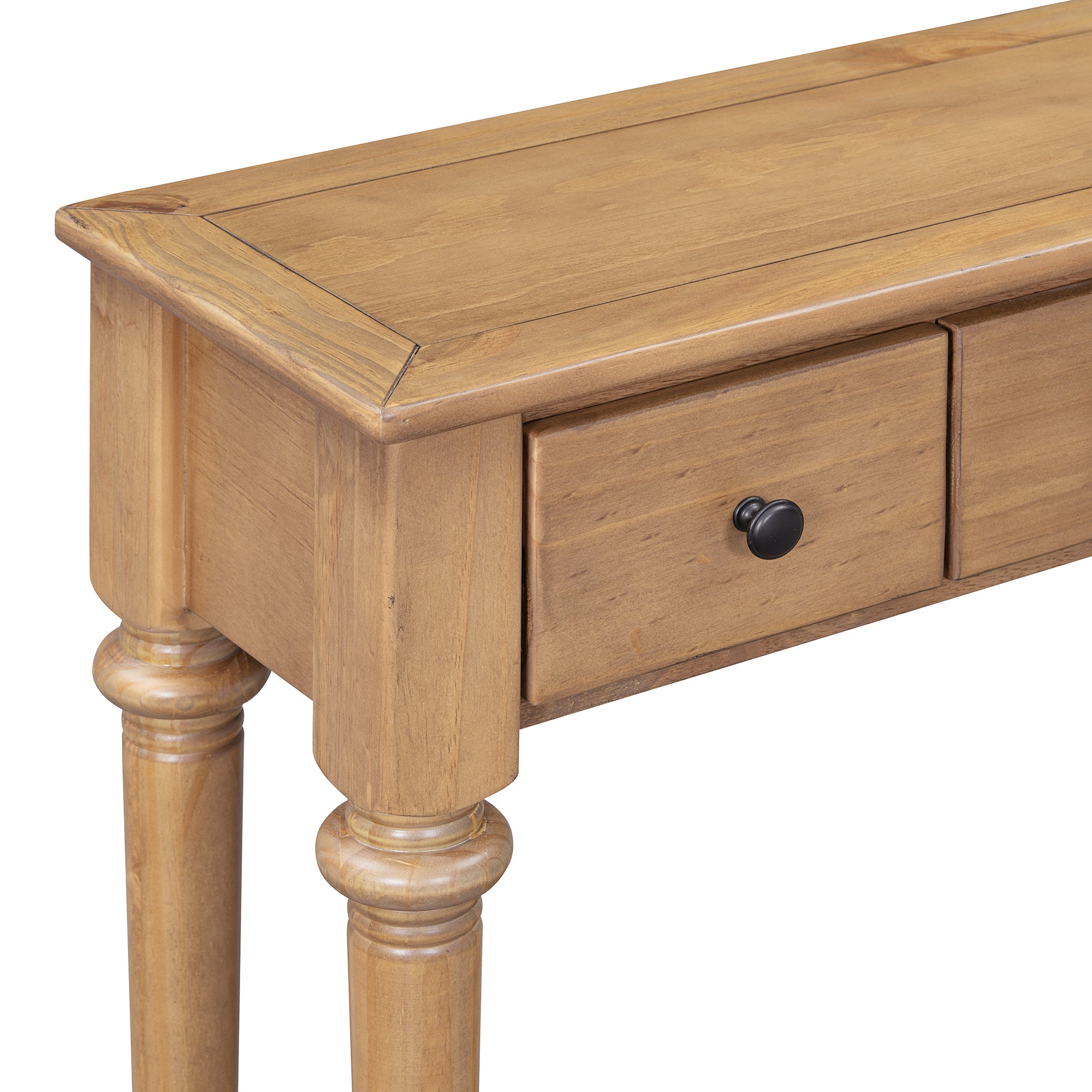 TREXM Entryway Table with 4 Drawers, Retro Console Table with Open Shelf for Entryways, Living Rooms, and Hallways (Old Pine)