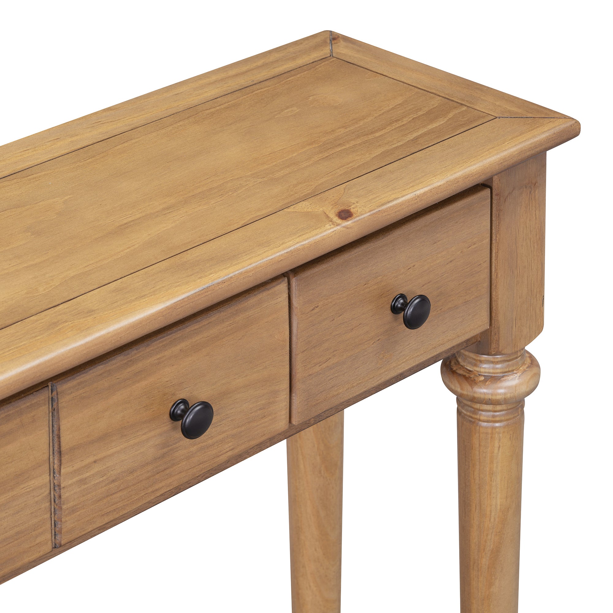 TREXM Entryway Table with 4 Drawers, Retro Console Table with Open Shelf for Entryways, Living Rooms, and Hallways (Old Pine)