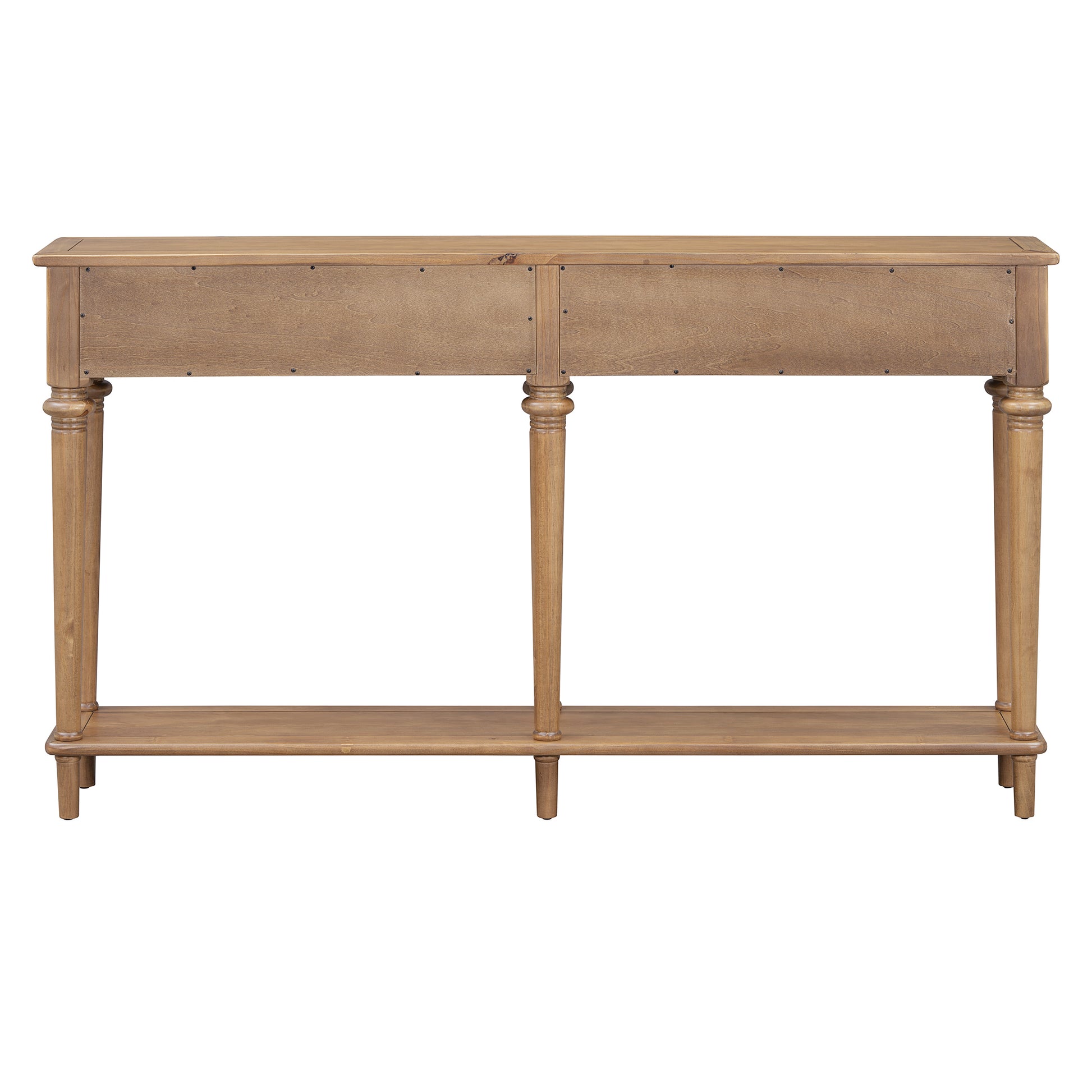 TREXM Entryway Table with 4 Drawers, Retro Console Table with Open Shelf for Entryways, Living Rooms, and Hallways (Old Pine)