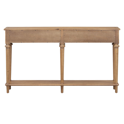 TREXM Entryway Table with 4 Drawers, Retro Console Table with Open Shelf for Entryways, Living Rooms, and Hallways (Old Pine)
