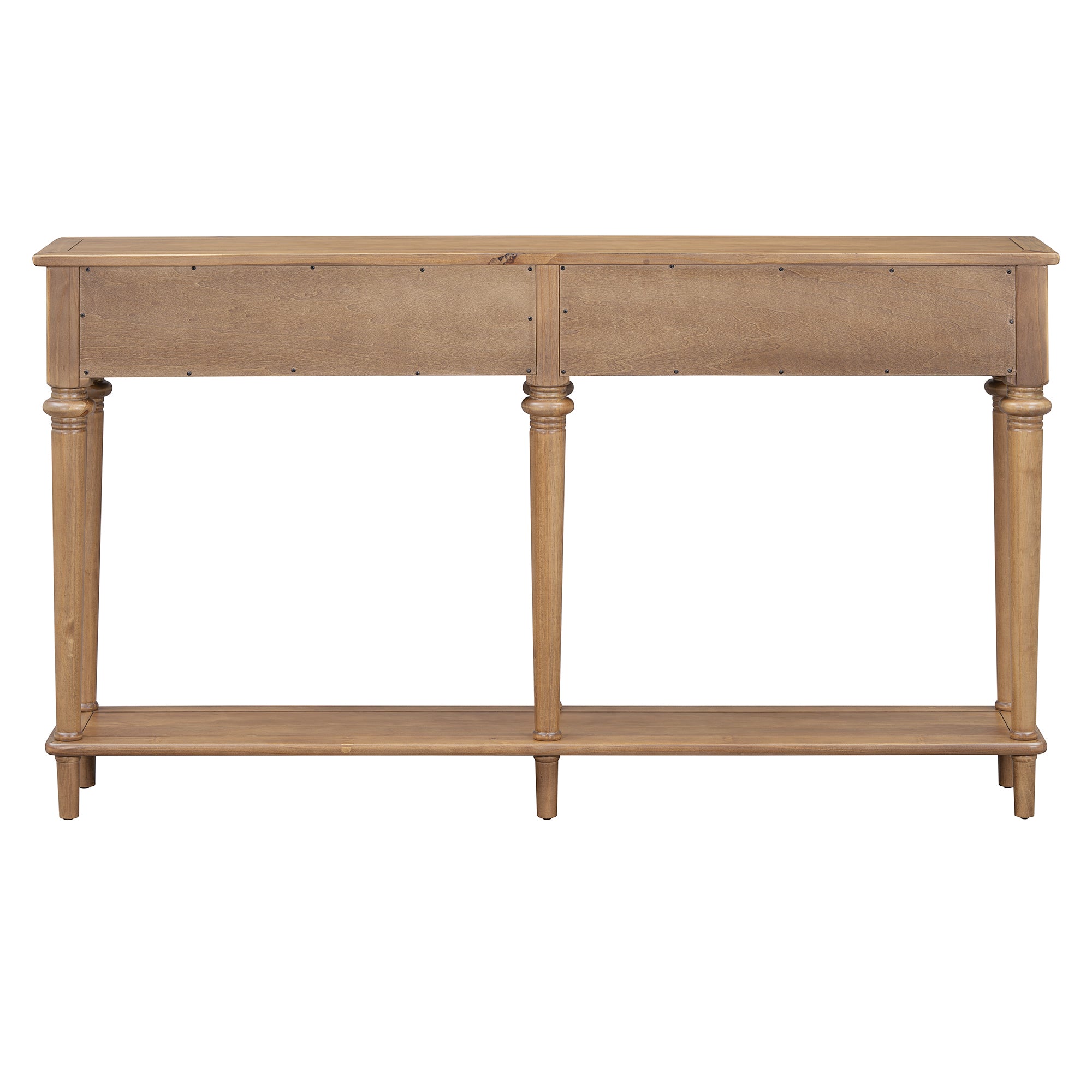 TREXM Entryway Table with 4 Drawers, Retro Console Table with Open Shelf for Entryways, Living Rooms, and Hallways (Old Pine)