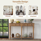 TREXM Entryway Table with 4 Drawers, Retro Console Table with Open Shelf for Entryways, Living Rooms, and Hallways (Old Pine)