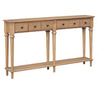 TREXM Entryway Table with 4 Drawers, Retro Console Table with Open Shelf for Entryways, Living Rooms, and Hallways (Old Pine)