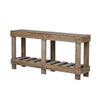 U_Style 62.9' Vintage Entryway Table - Fir Solid Wood with Natural Grain, 6 Reinforced Legs & 4.5' Thick Desktop, Metal Rivet Decor & Plank Under-Shelf, Console Table for Hallway, Living Room