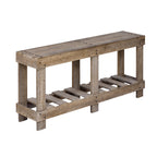 U_Style 62.9' Vintage Entryway Table - Fir Solid Wood with Natural Grain, 6 Reinforced Legs & 4.5' Thick Desktop, Metal Rivet Decor & Plank Under-Shelf, Console Table for Hallway, Living Room