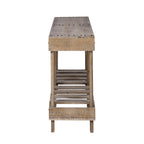 U_Style 62.9' Vintage Entryway Table - Fir Solid Wood with Natural Grain, 6 Reinforced Legs & 4.5' Thick Desktop, Metal Rivet Decor & Plank Under-Shelf, Console Table for Hallway, Living Room