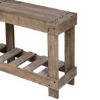 U_Style 62.9' Vintage Entryway Table - Fir Solid Wood with Natural Grain, 6 Reinforced Legs & 4.5' Thick Desktop, Metal Rivet Decor & Plank Under-Shelf, Console Table for Hallway, Living Room