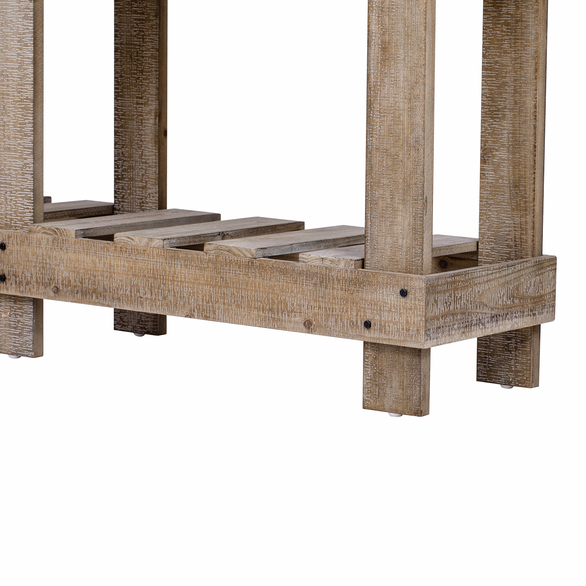 U_Style 62.9' Vintage Entryway Table - Fir Solid Wood with Natural Grain, 6 Reinforced Legs & 4.5' Thick Desktop, Metal Rivet Decor & Plank Under-Shelf, Console Table for Hallway, Living Room