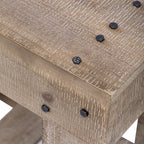 U_Style 62.9' Vintage Entryway Table - Fir Solid Wood with Natural Grain, 6 Reinforced Legs & 4.5' Thick Desktop, Metal Rivet Decor & Plank Under-Shelf, Console Table for Hallway, Living Room