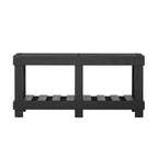 U_Style 62.9' Vintage Entryway Table - Fir Solid Wood with Natural Grain, 6 Reinforced Legs & 4.5' Thick Desktop, Metal Rivet Decor & Plank Under-Shelf, Console Table for Hallway, Living Room