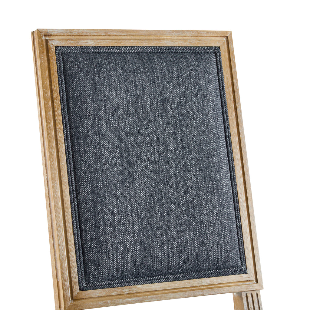 [Set of 6] French Country Dining Chairs - Elegant Cane Backrest & Upholstered Seats with Fluted Legs - Rustic Weathered Finish - Solid Rubberwood Frame - Vintage Inspired Kitchen & Dining Room Chairs