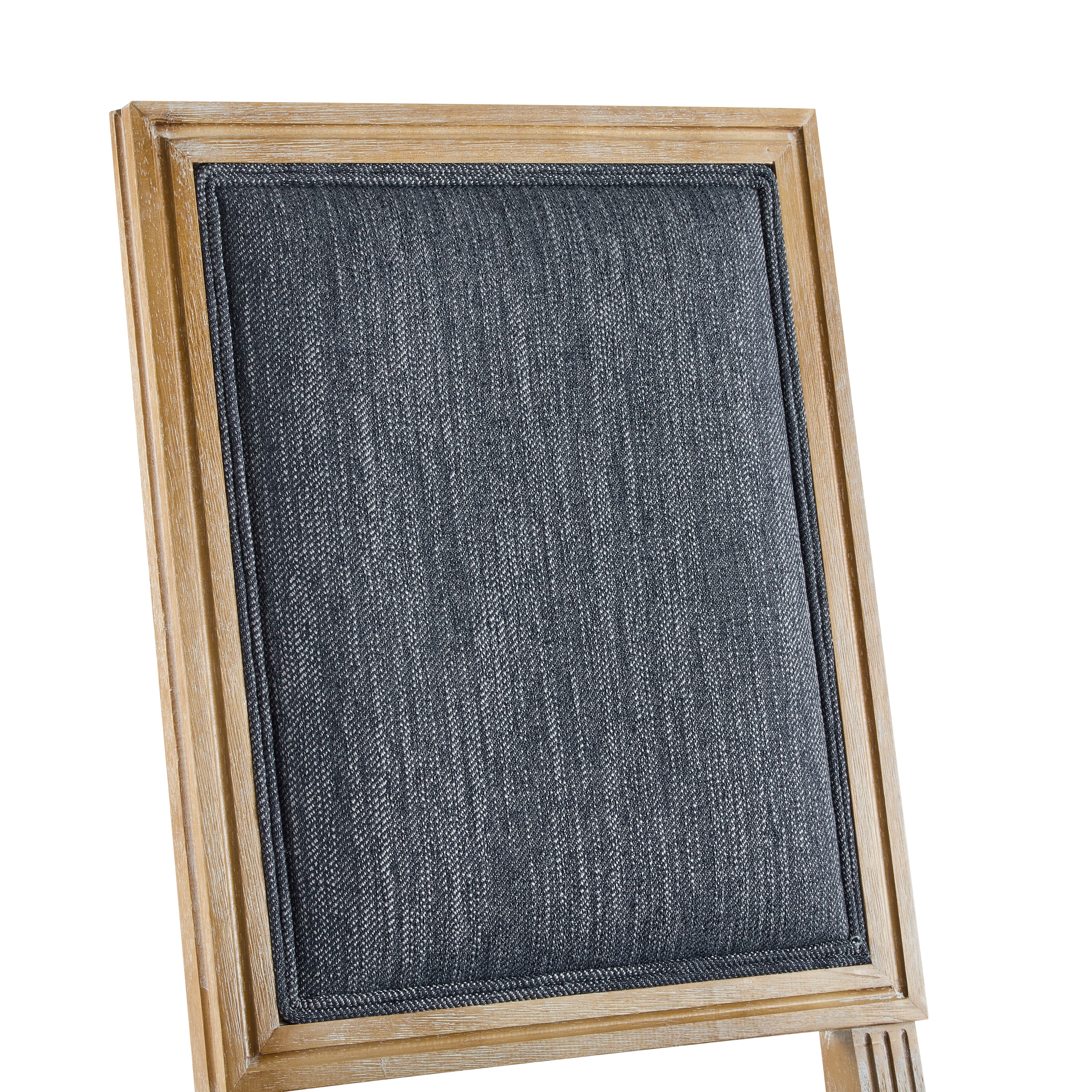 [Set of 6] French Country Dining Chairs - Elegant Cane Backrest & Upholstered Seats with Fluted Legs - Rustic Weathered Finish - Solid Rubberwood Frame - Vintage Inspired Kitchen & Dining Room Chairs