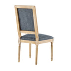 [Set of 6] French Country Dining Chairs - Elegant Cane Backrest & Upholstered Seats with Fluted Legs - Rustic Weathered Finish - Solid Rubberwood Frame - Vintage Inspired Kitchen & Dining Room Chairs