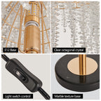 19'(H) Elegant Crystal Table Lamp – Vintage Waterfall Design with Crystal Bead String Shades and Marble Textured Base for Living Room, Bedroom, or Office (Bulb Not Included)