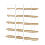 5 Tier Bookcase Home Office Open Bookshelf, Vintage Industrial Style Shelf, MDF Board, White Metal Frame, Oak (Old Sku:WF300935AAC)