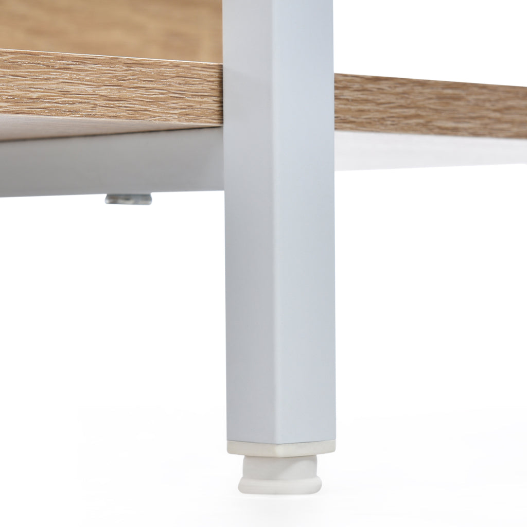 5 Tier Bookcase Home Office Open Bookshelf, Vintage Industrial Style Shelf, MDF Board, White Metal Frame, Oak (Old Sku:WF300935AAC)