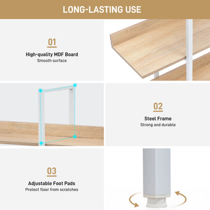 5 Tier Bookcase Home Office Open Bookshelf, Vintage Industrial Style Shelf, MDF Board, White Metal Frame, Oak (Old Sku:WF300935AAC)