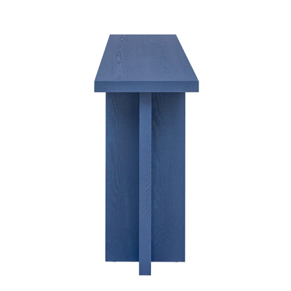 U_STYLE Vintage-Inspired and Ash Wood Veneer ConsoleTable with T-Leg Design,Suitable for Study,Entryway, Hallway, Living Room, Foyer