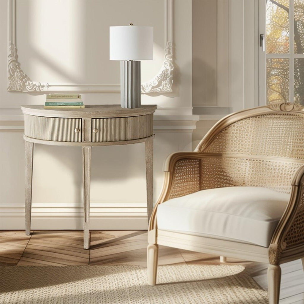 Vintage Storage Console Table with Fluted Doors.