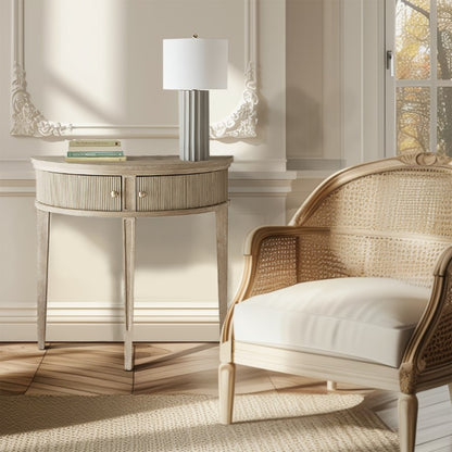 Vintage-Inspired Storage Console Table with Fluted Doors, Reclaimed Wheat MDF, 36' Width Console Table