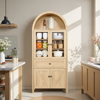 Vintage Style Dome Cabinet with High-Quality Materials and Large Storage Space in Natural Finish
