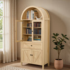 Vintage Style Dome Cabinet with High-Quality Materials and Large Storage Space in Natural Finish