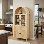 Vintage Style Dome Cabinet with High-Quality Materials and Large Storage Space in Natural Finish