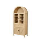 Vintage Style Dome Cabinet with High-Quality Materials and Large Storage Space in Natural Finish