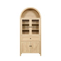 Vintage Style Dome Cabinet with High-Quality Materials and Large Storage Space in Natural Finish