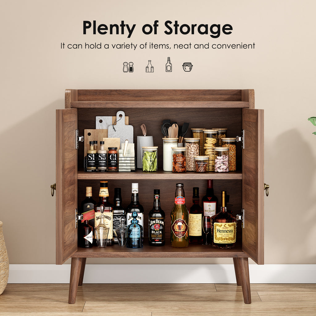 Sideboard Buffet Cabinet with Storage, Bar Liquor Cabinet with Rattan Decorated Doors, Credenza Console Tablefor Dining Room, Living Room,Hallway