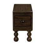 Solid Wood End Table, Rectangle 23.6 inch Narrow Side Table with Drawer, Vintage Bedside Table Nightstand for Small Spaces, Living Room, Bedroom, Easy Assembly, Espresso