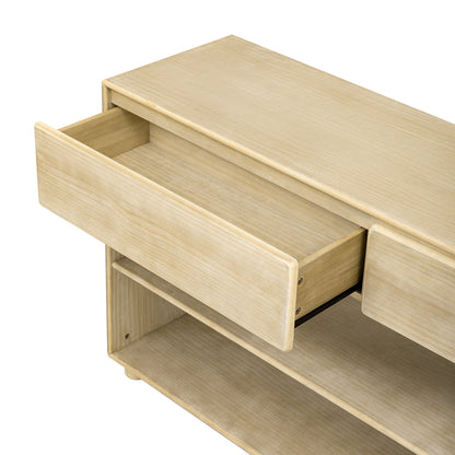 TREXM Console Table for Entryway, Vintage Entryway Table with Drawers and Shelves, Perfect Console Tables with Storage for Entryway, Hallway, Living Room (Natural Wood Wash)