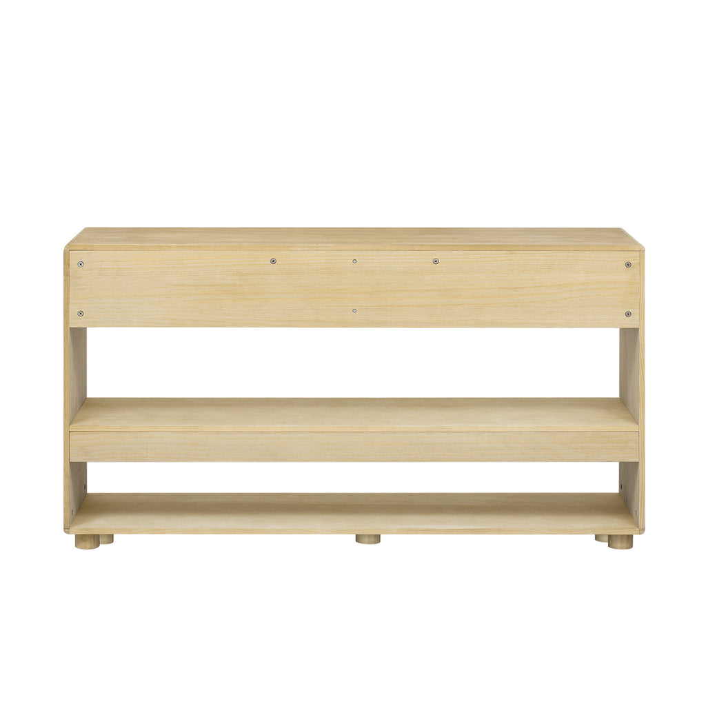 TREXM Console Table for Entryway, Vintage Entryway Table with Drawers and Shelves, Perfect Console Tables with Storage for Entryway, Hallway, Living Room (Natural Wood Wash)