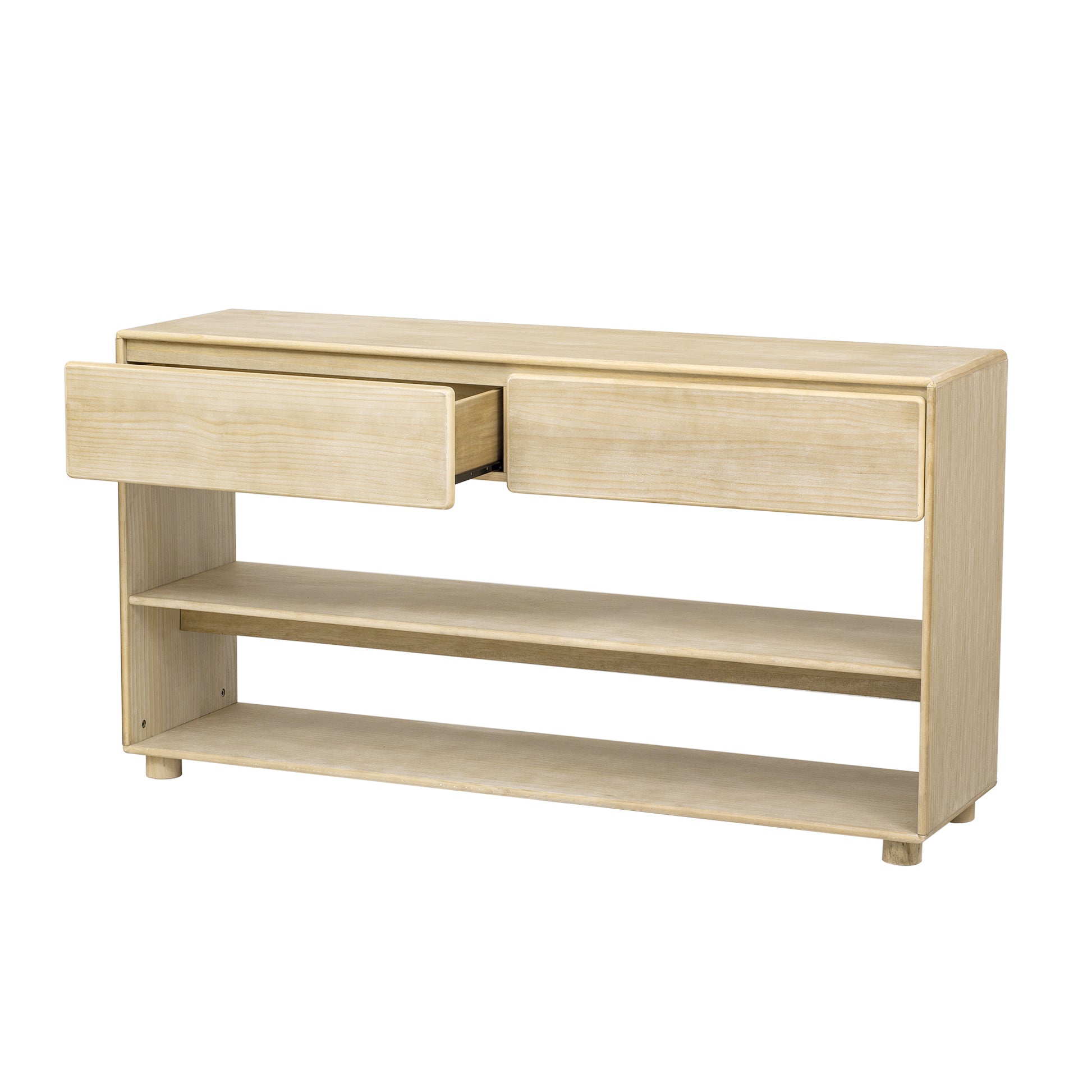 TREXM Console Table for Entryway, Vintage Entryway Table with Drawers and Shelves, Perfect Console Tables with Storage for Entryway, Hallway, Living Room (Natural Wood Wash)