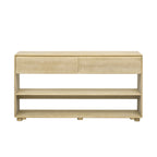 TREXM Console Table for Entryway, Vintage Entryway Table with Drawers and Shelves, Perfect Console Tables with Storage for Entryway, Hallway, Living Room (Natural Wood Wash)