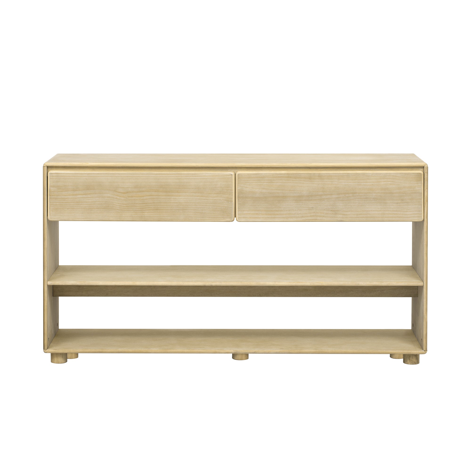 TREXM Console Table for Entryway, Vintage Entryway Table with Drawers and Shelves, Perfect Console Tables with Storage for Entryway, Hallway, Living Room (Natural Wood Wash)