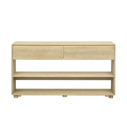 TREXM Console Table for Entryway, Vintage Entryway Table with Drawers and Shelves, Perfect Console Tables with Storage for Entryway, Hallway, Living Room (Natural Wood Wash)