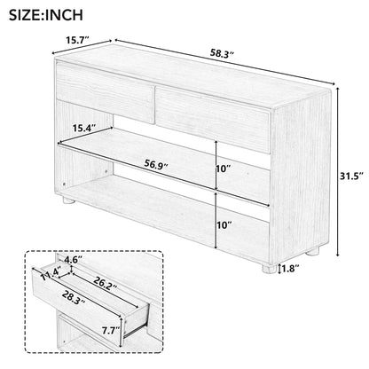 TREXM Console Table for Entryway, Vintage Entryway Table with Drawers and Shelves, Perfect Console Tables with Storage for Entryway, Hallway, Living Room (Natural Wood Wash)