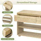 TREXM Console Table for Entryway, Vintage Entryway Table with Drawers and Shelves, Perfect Console Tables with Storage for Entryway, Hallway, Living Room (Natural Wood Wash)