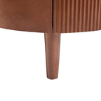 Vintage Round Nesting Coffee Table Fluted with Drawer in Black & Walnut in 31.5''