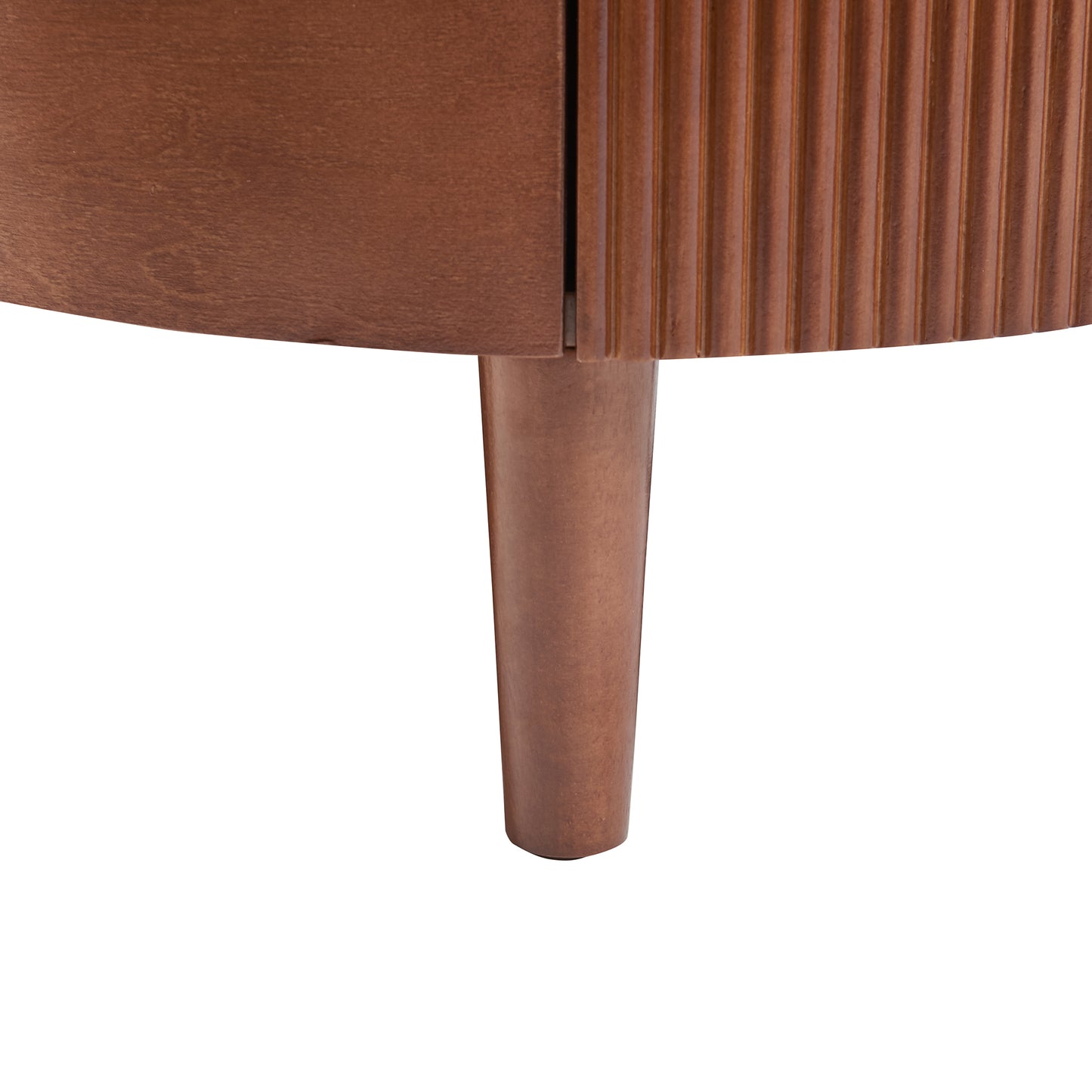 Vintage Round Nesting Coffee Table Fluted with Drawer in Black & Walnut in 31.5''