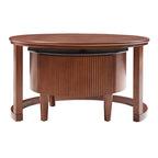 Vintage Round Nesting Coffee Table Fluted with Drawer in Black & Walnut in 31.5''