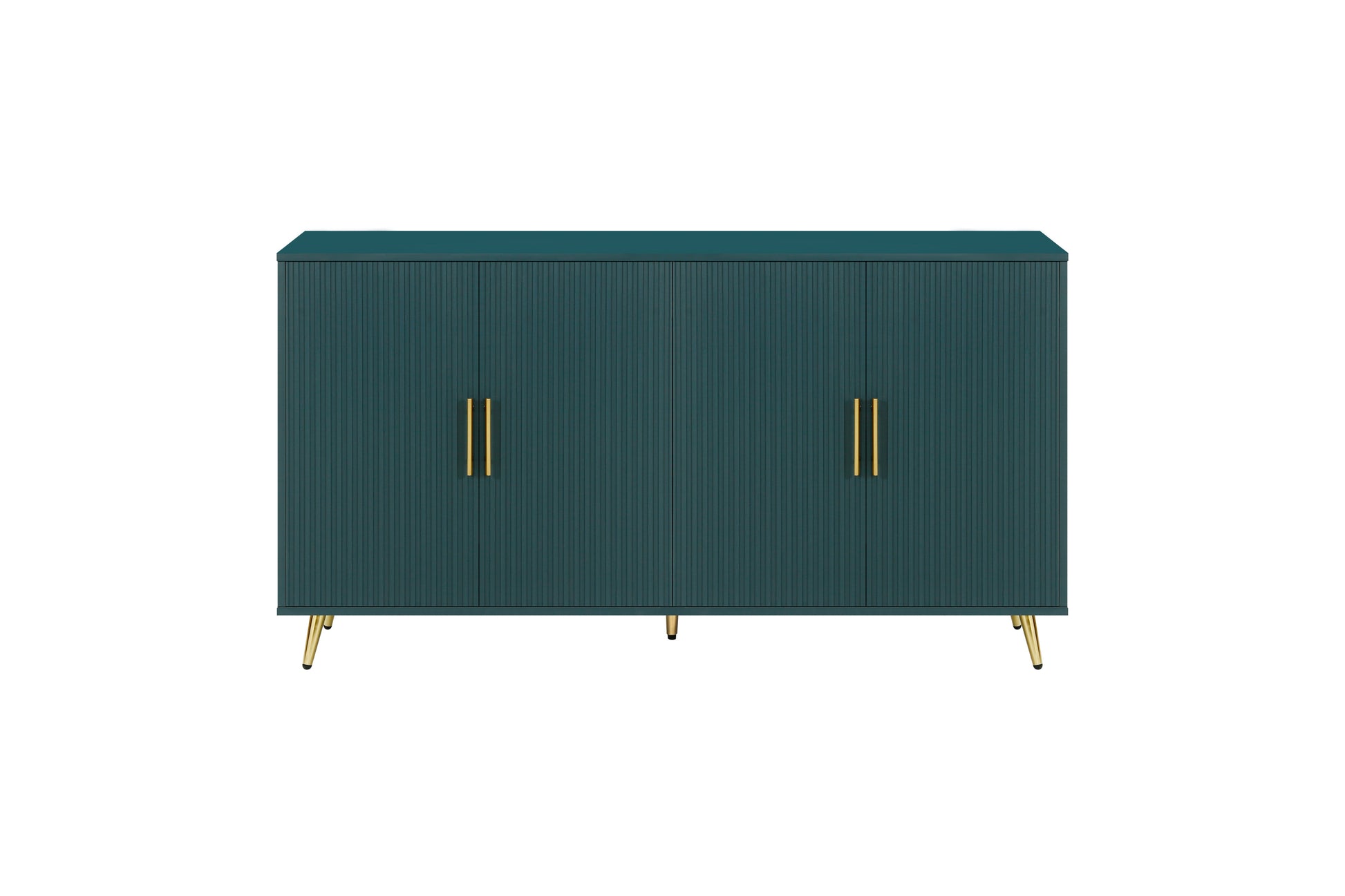 Wood TV Stand with Storage Cabinet & Adjustable Shelves, Media TV Console for Living Room Bedroom(Navy Blue)