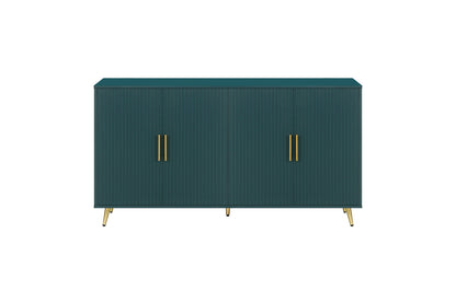 Wood TV Stand with Storage Cabinet & Adjustable Shelves, Media TV Console for Living Room Bedroom(Navy Blue)