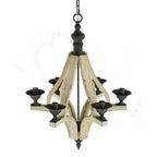 6 - Light Wood Chandelier, Hanging Light Fixture with Adjustable Chain for Kitchen Dining Room Foyer Entryway, Bulb Not Included - Groovy Boardz