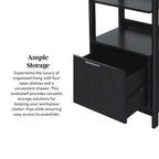 Walker Edison Transitional Reeded and Narrow/Wide Bookshelves and Desks with Drawers and Hutch