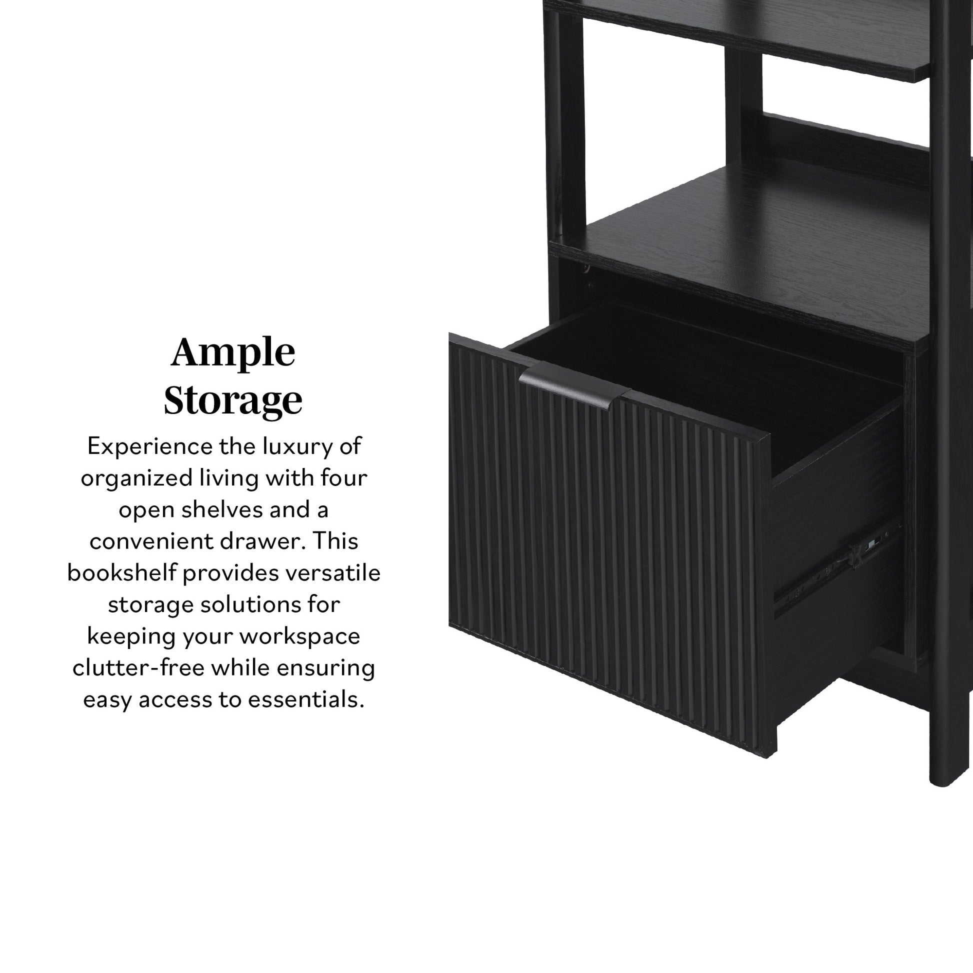 Walker Edison Transitional Reeded and Narrow/Wide Bookshelves and Desks with Drawers and Hutch