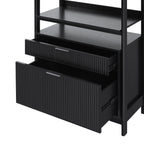 Walker Edison Transitional Reeded and Narrow/Wide Bookshelves and Desks with Drawers and Hutch