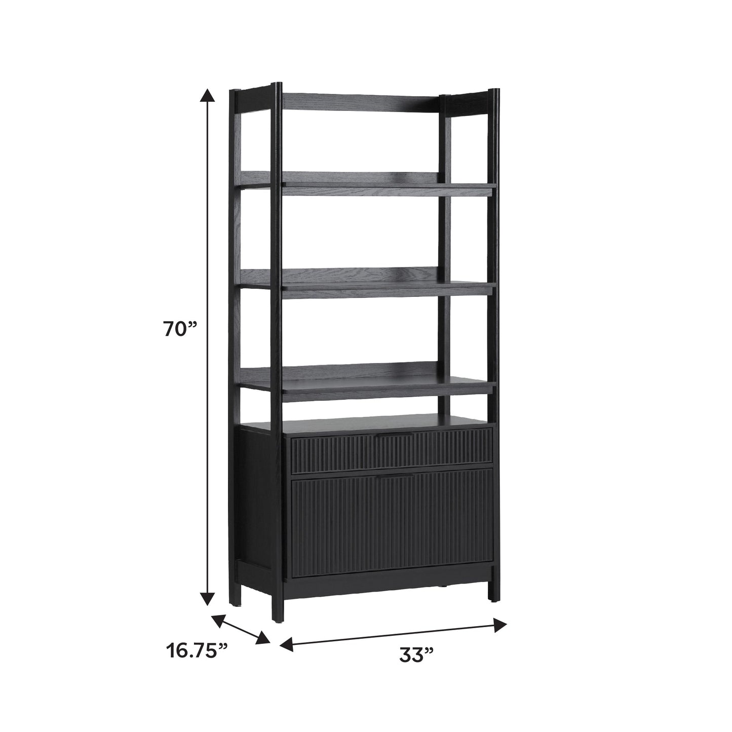 Walker Edison Transitional Reeded and Narrow/Wide Bookshelves and Desks with Drawers and Hutch