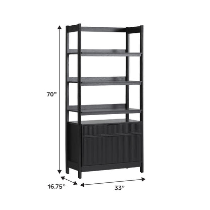 Walker Edison Transitional Reeded and Narrow/Wide Bookshelves and Desks with Drawers and Hutch